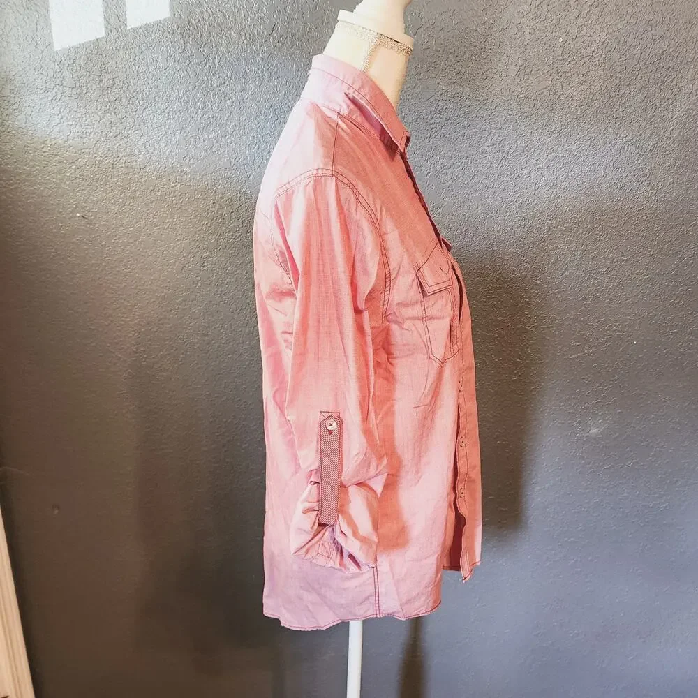 Michael Brandon Snap Down Tab roll long sleeve western rodeo shirt Size small - Picture 3 of 8